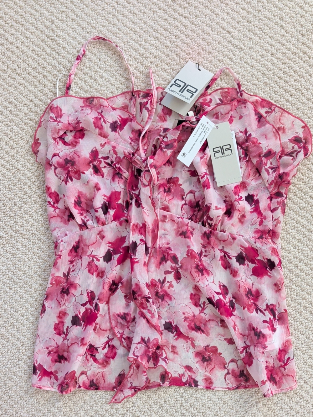 Justin Boots Pink Floral Ruffled Tie-Front Cami